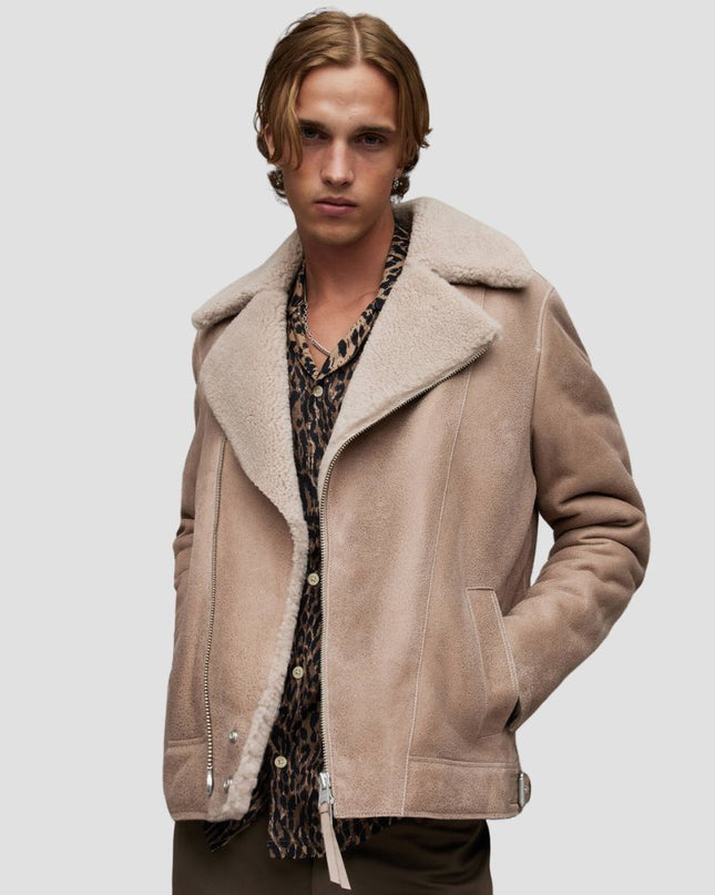 Rasco Relaxed Fit Shearling Biker Jacket