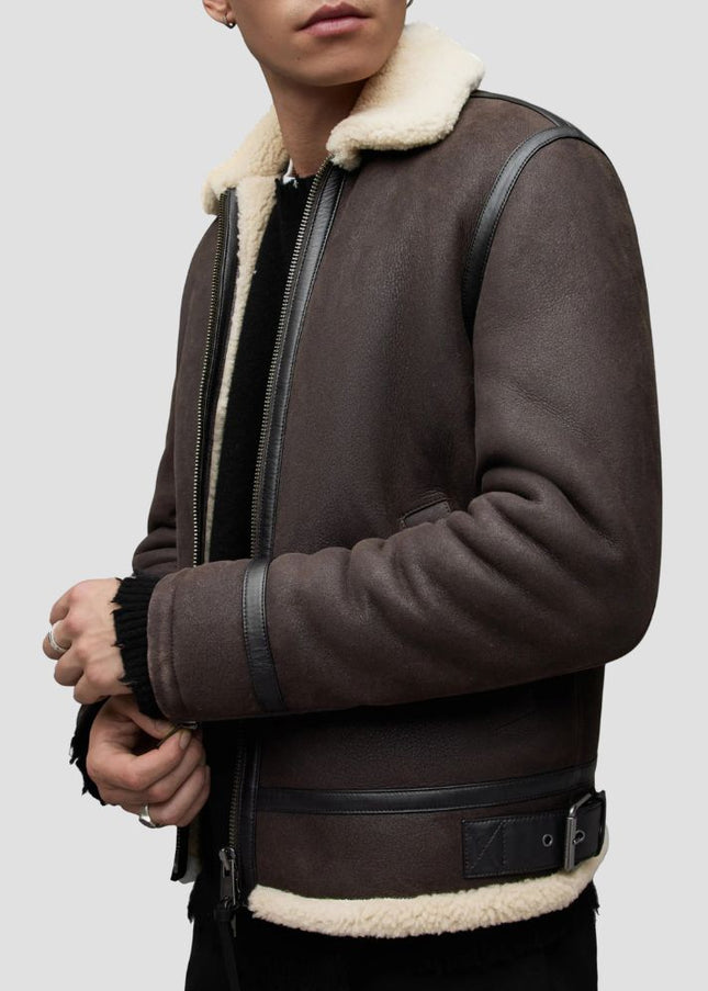 Rhys Genuine Shearling Aviator Jacket