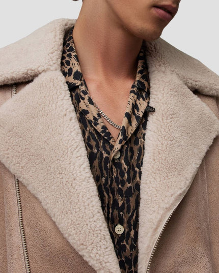 Rasco Relaxed Fit Shearling Biker Jacket