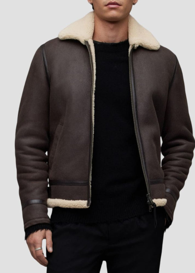 Rhys Genuine Shearling Aviator Jacket