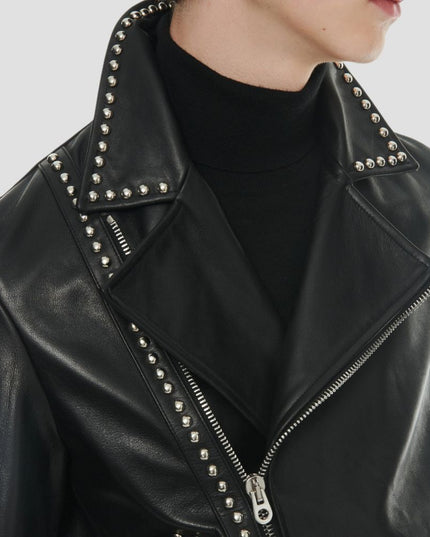 Men Black Studded Leather Jacket
