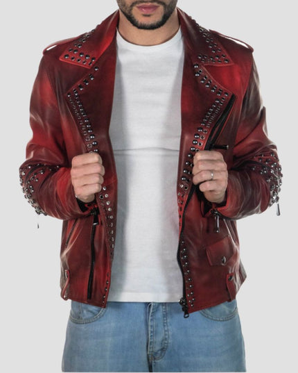 Vasco Men Bordeaux Studded Nail in genuine leathers