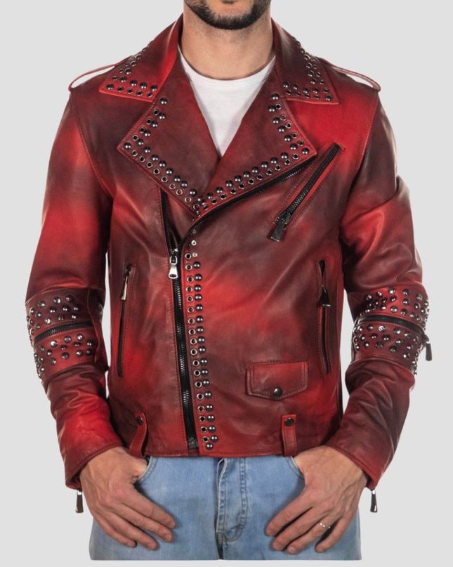 Vasco Men Bordeaux Studded Nail in genuine leathers