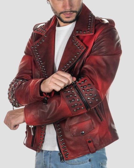 Vasco Men Bordeaux Studded Nail in genuine leathers