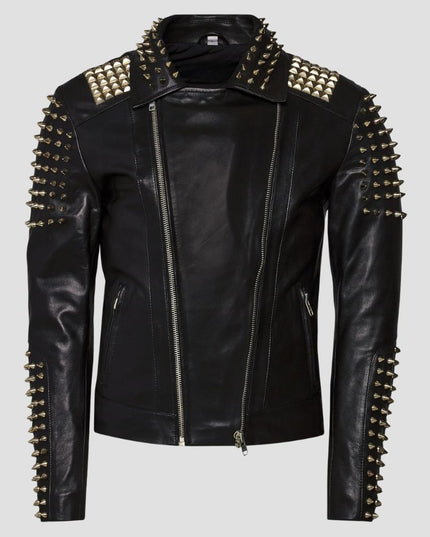 Studded Black Slim Fit Leather Jacket