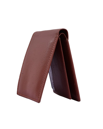 Buffalo Leather Wallet for Men – Reddish Brown Bifold, 8 Card Slots