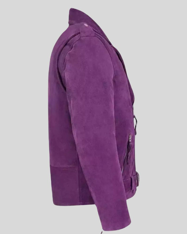 Purple Suede Biker Jacket