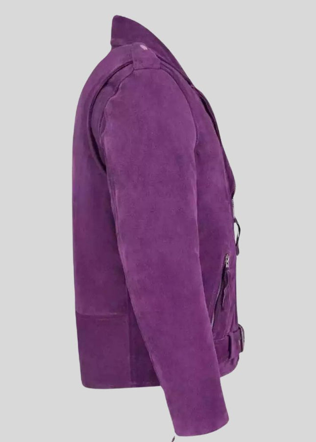 Purple Suede Biker Jacket