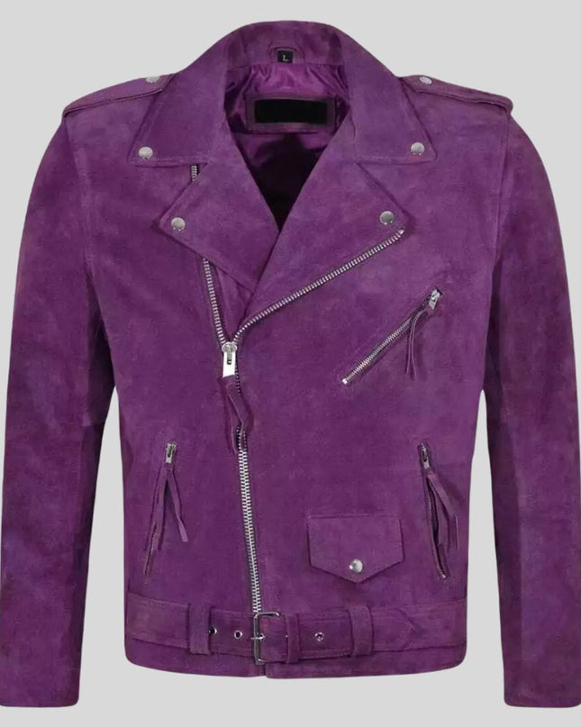 Purple Suede Biker Jacket