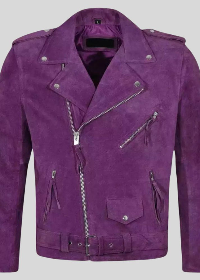 Purple Suede Biker Jacket