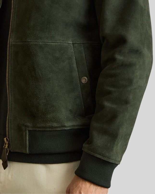 Olive Green Suede Leather Jacket