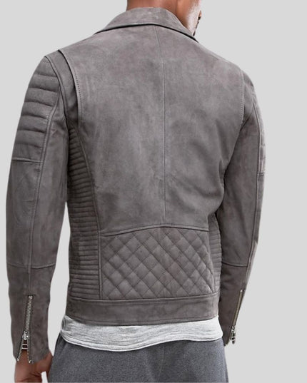 Grey Suede Biker Jacket