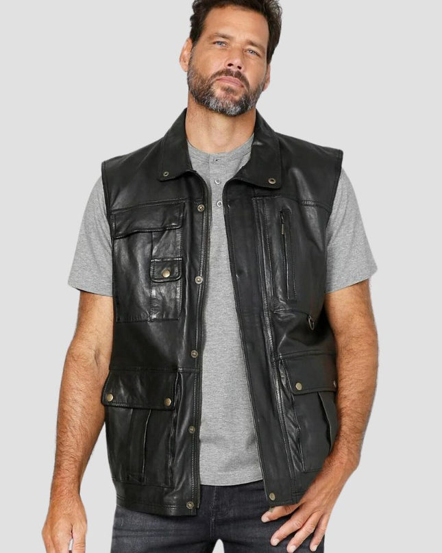 Black Leather Vest