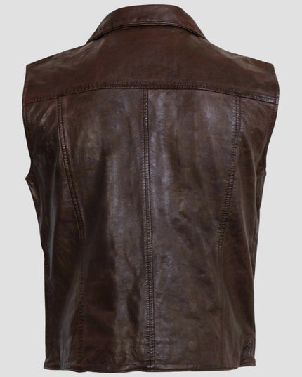 Brown Leather Vest For Men