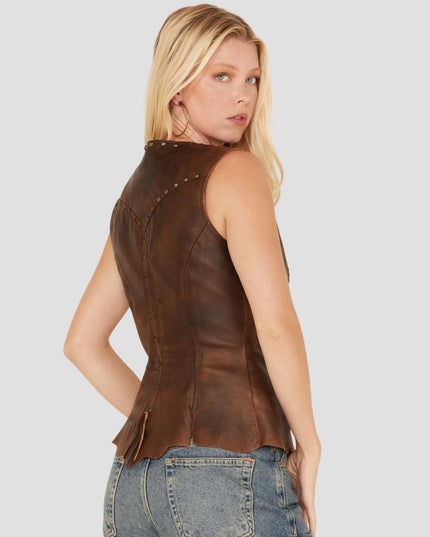 Women Antique Finish Stud Vest