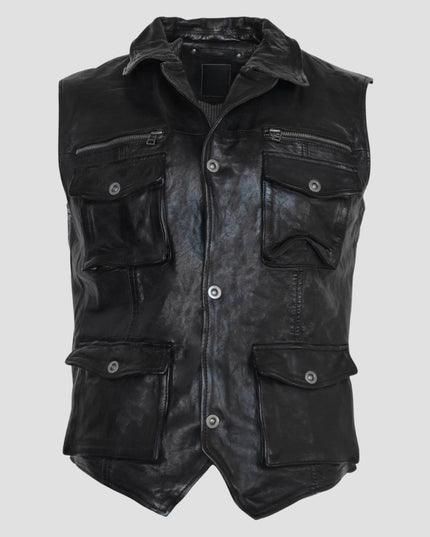 Black Leather Vest For Men