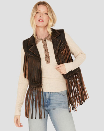Women Open Front Fringe Vest