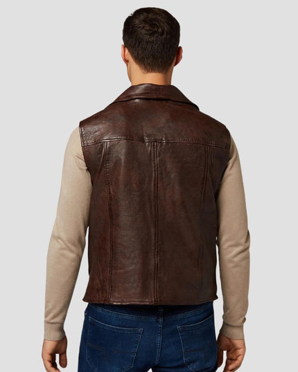 Brown Leather Vest For Men