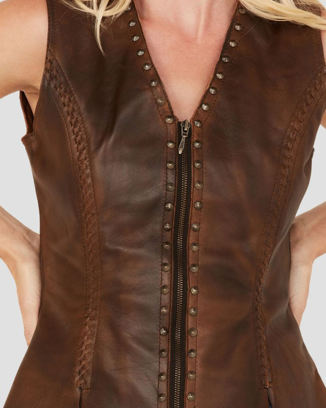 Women Antique Finish Stud Vest