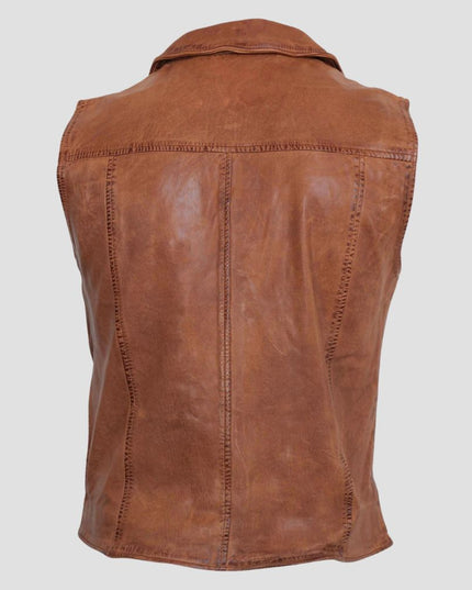 Light Brown Leather Vest For Men
