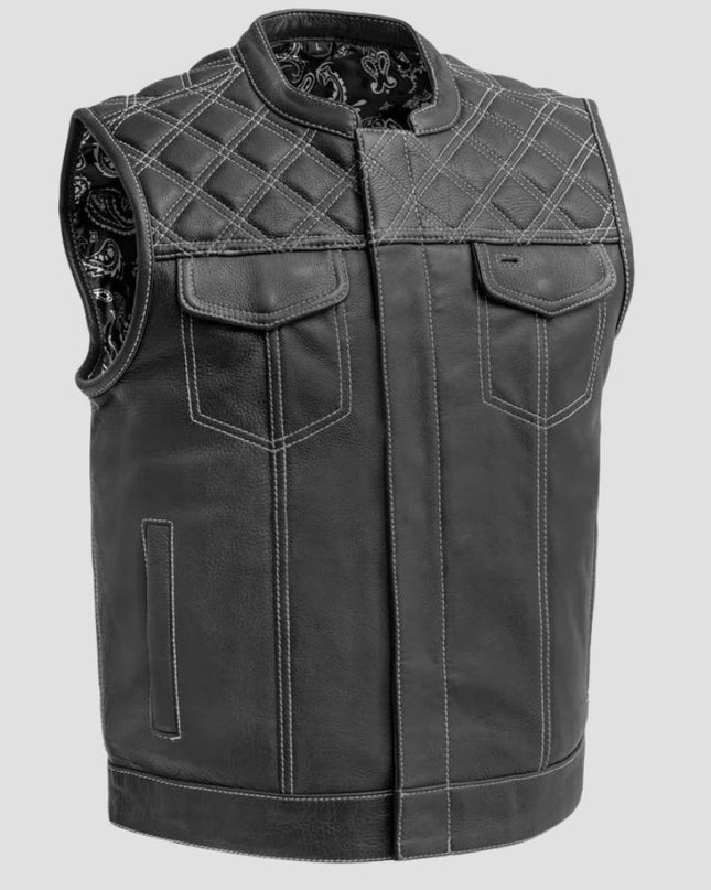 Downside Men Motorcycle Leather Vest