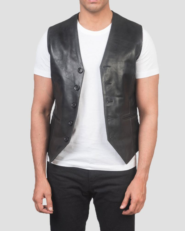 Auden Black Leather Vest