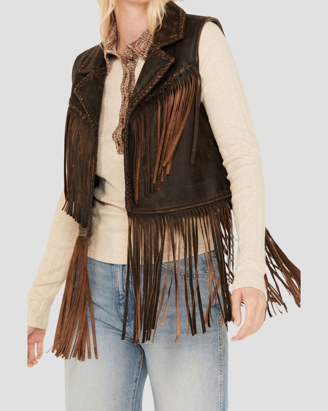 Women Open Front Fringe Vest