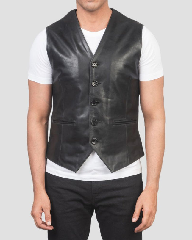 Auden Black Leather Vest