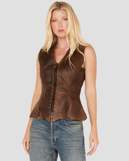 Women Antique Finish Stud Vest