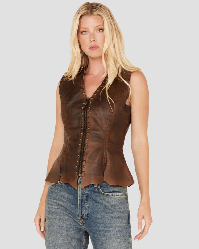 Women Antique Finish Stud Vest