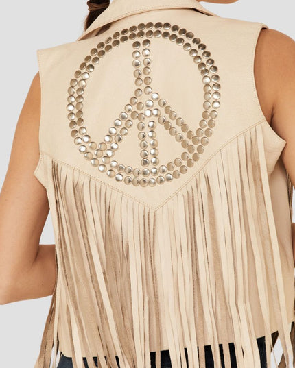 Cream Women Leather Vest