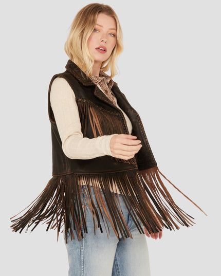 Women Open Front Fringe Vest