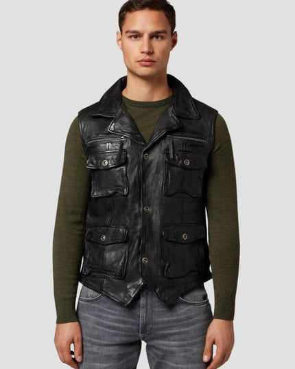 Black Leather Vest For Men