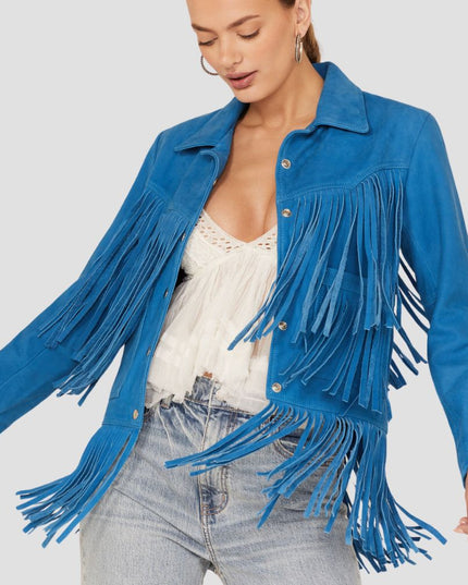 Women Leather Fringe Jacket