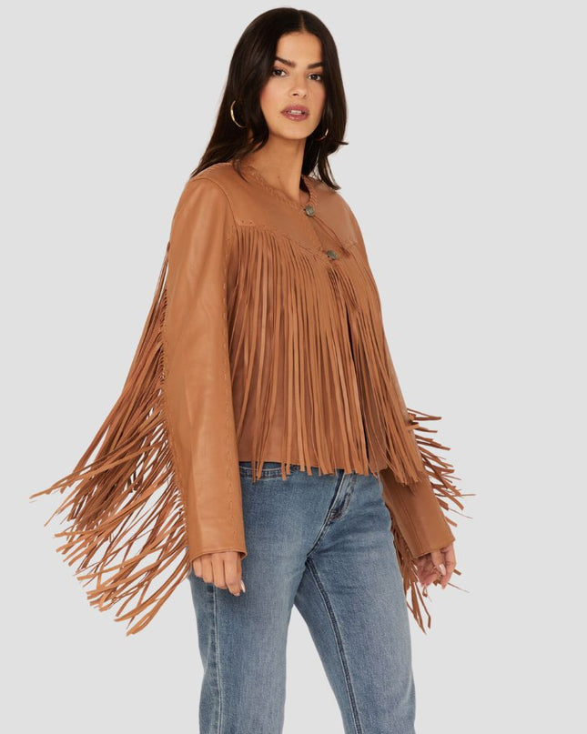 Women Pettytown Fringe Leather Jacket