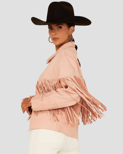 Women Moon Fringe Leather Jacket