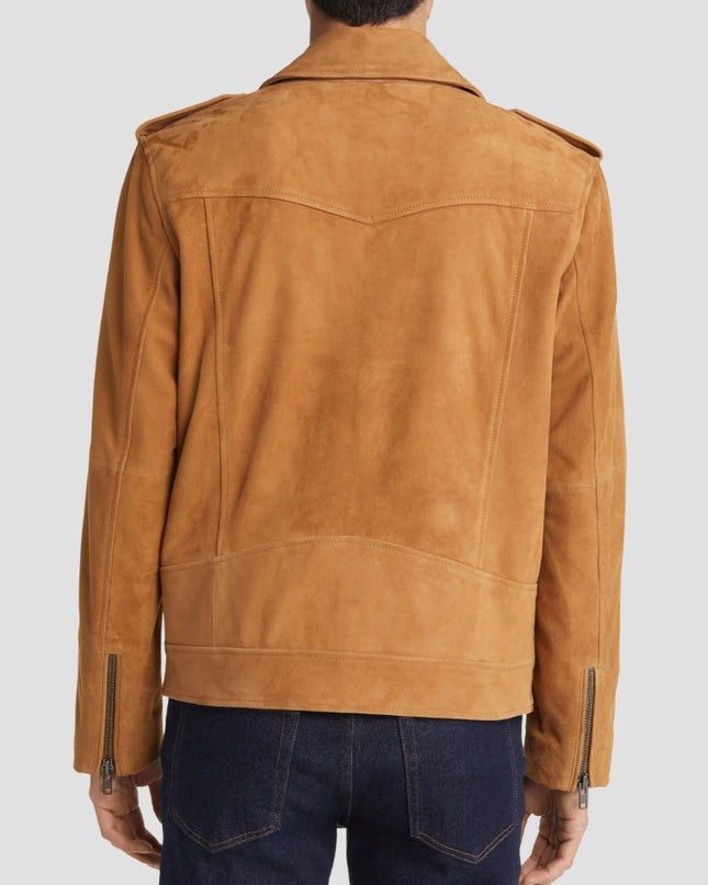Brown suede jacket on a plain background