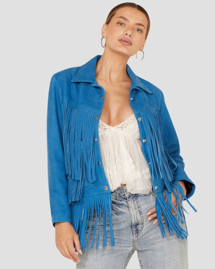 Women Leather Fringe Jacket