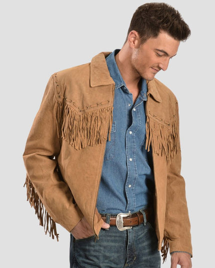 Scully Men's Fringed Suede Leather Short Jacket