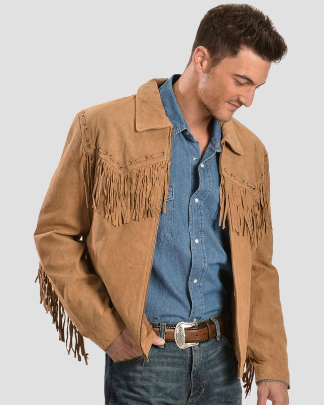 Scully Men's Fringed Suede Leather Short Jacket