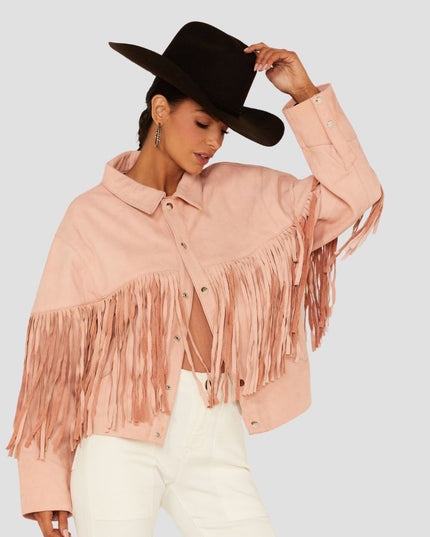 Women Moon Fringe Leather Jacket
