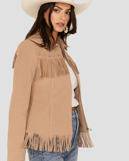 Women Fringe Faux Leather Jacket