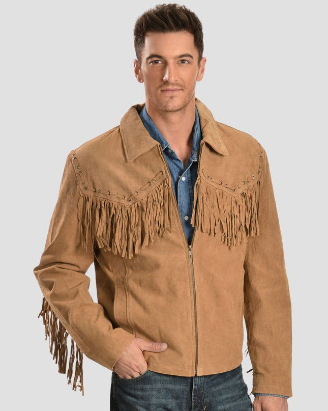 Scully Men's Fringed Suede Leather Short Jacket