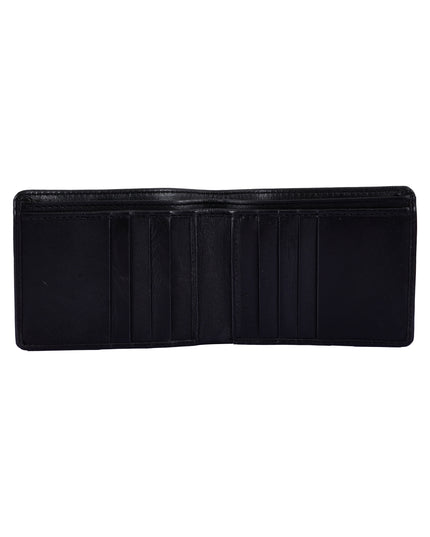 Buffalo Leather Wallet for Men – Black Bifold with 6 Compartments