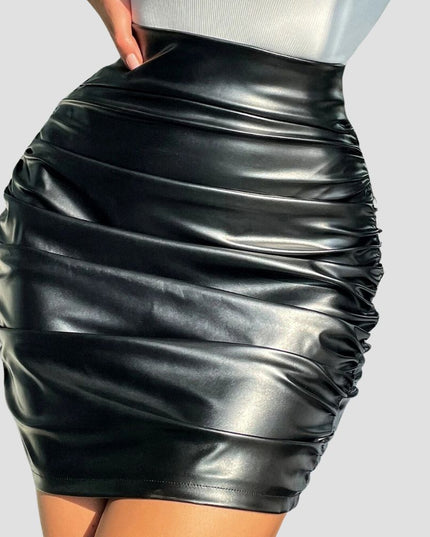 SHEIN Ruched PU Bodycon Skirt