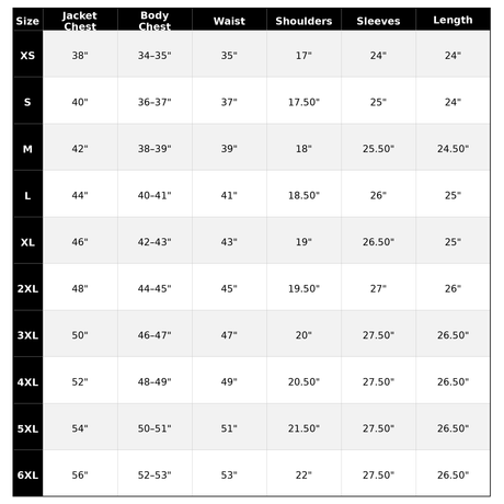 Size chart