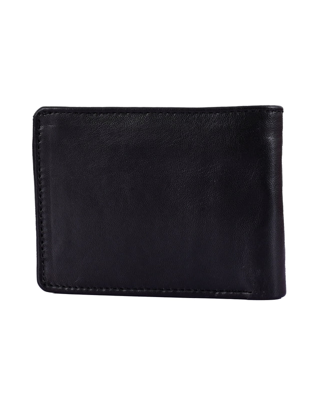 Buffalo Leather Wallet for Men – Black Bifold with 6 Compartments