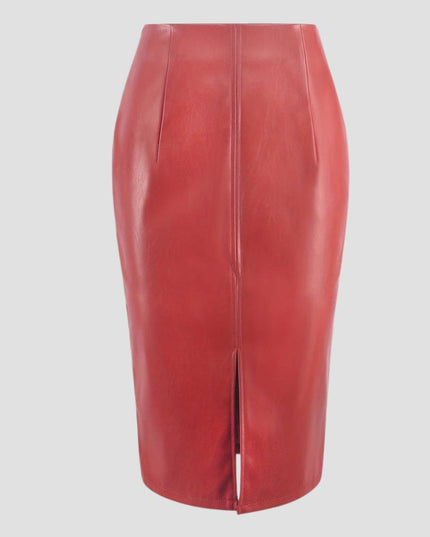 Faux Leather Split Pencil Skirts