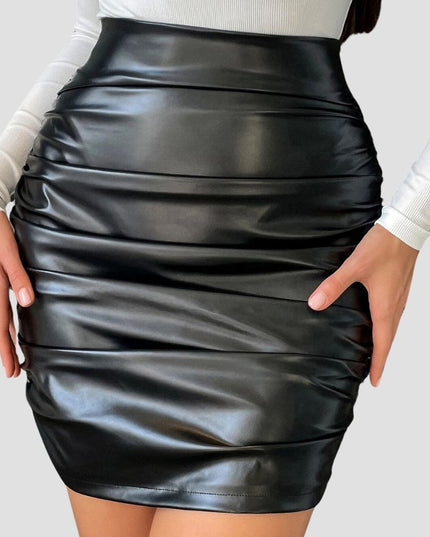 SHEIN Ruched PU Bodycon Skirt